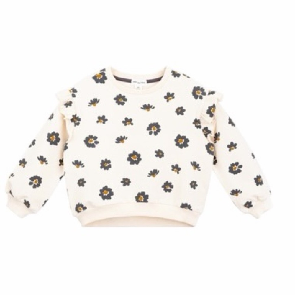 Kids Floral Sweatshirt - Cream and Black